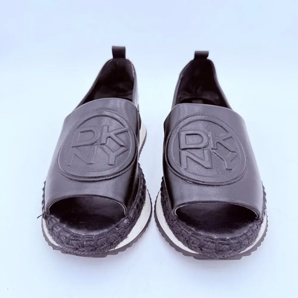 DKNY Women's Black Oren Platform Leather Slip On Shoes Size 8